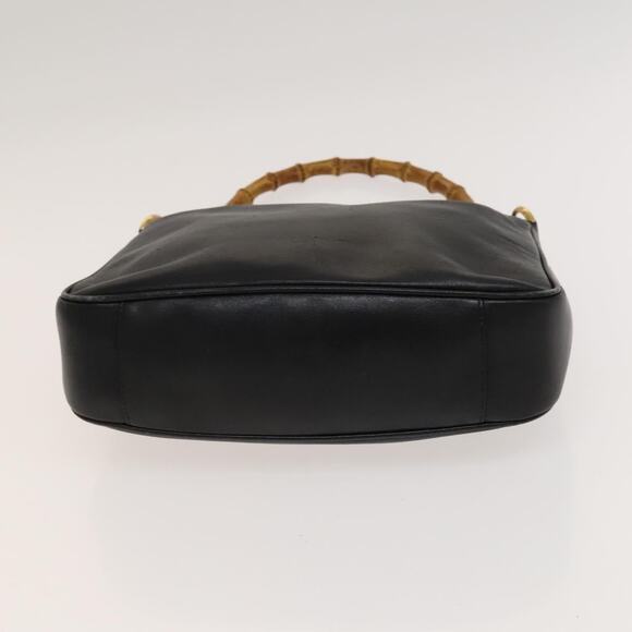 GUCCI Bamboo Hand Bag Leather Black Gold 001 2113 001 2113 - Picture 9 of 12